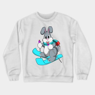 Rabbit as Skier with Skis Crewneck Sweatshirt